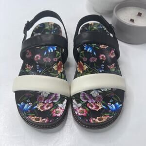 Johnny Was Double Band Leather Sandals Floral Footbed JWS14523-4 Women's 10 NWOB